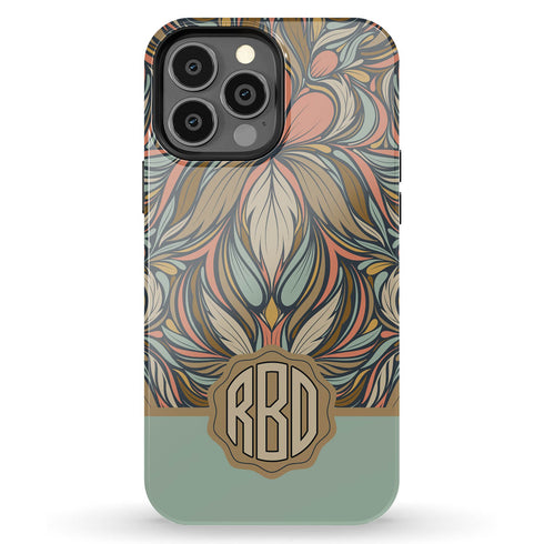 Boho Folk Art Floral Monogram iPhone Case